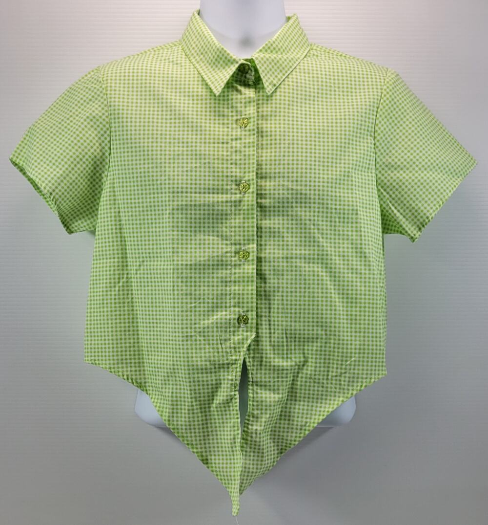 Woman SWAT Green Checkered Button Down Shirt XL